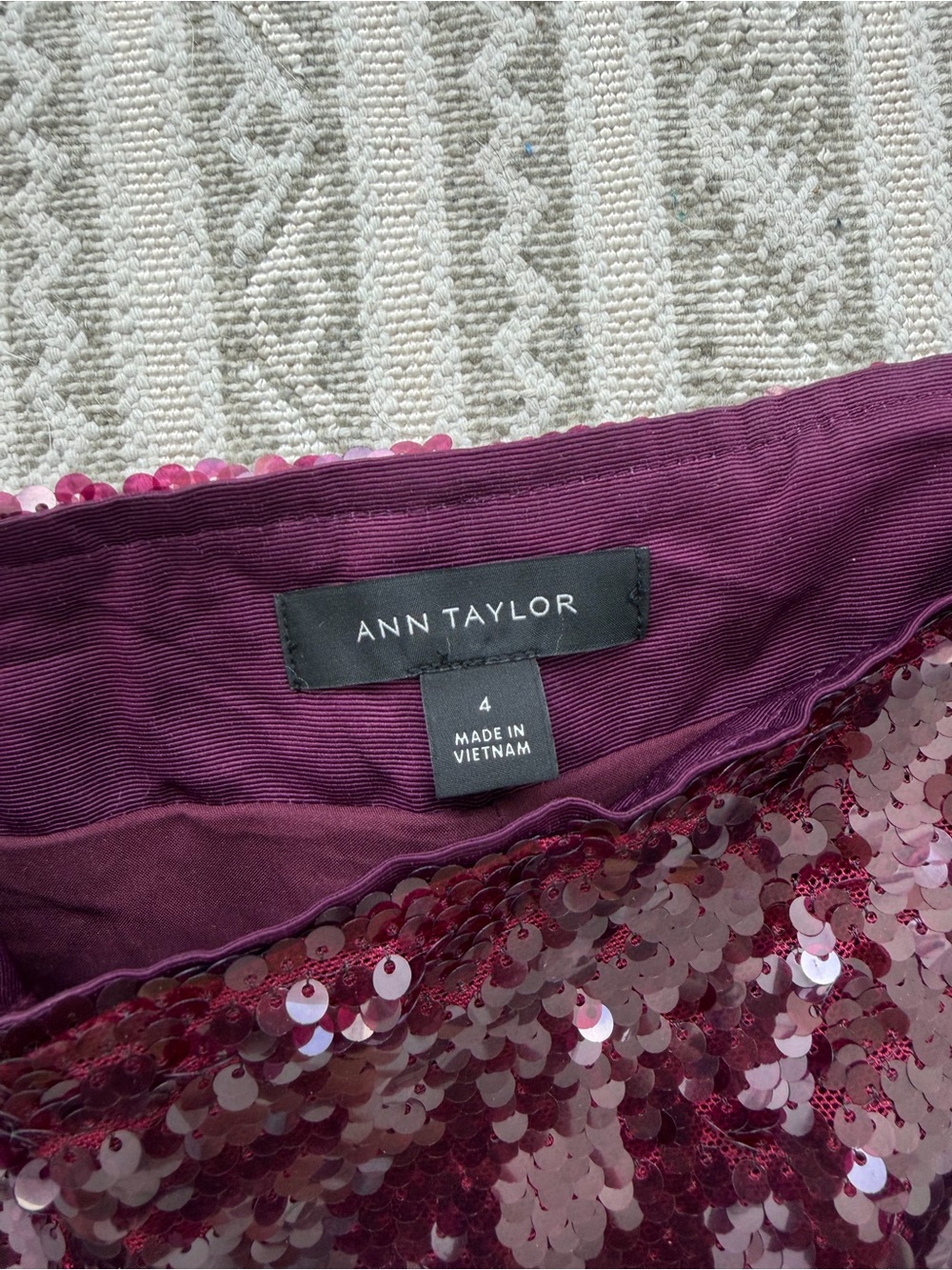 Ann Taylor Plum Sequin Wide-Leg Pants - Picture 2 of 4